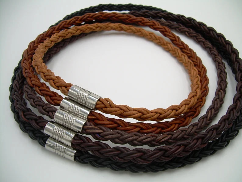 Brown Braided Leather Necklace Cord