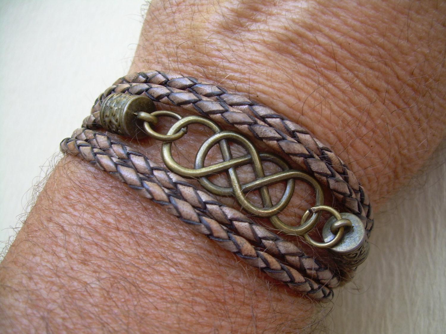 Men's Brown Leather Bracelet Men's Infinity Bracelet 