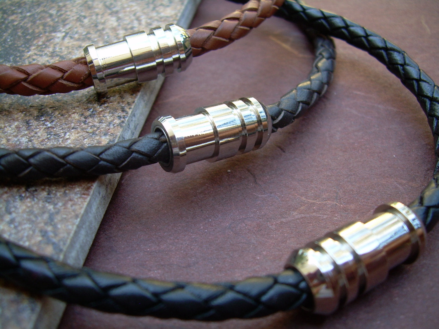 Mens Leather Necklace Magnetic Clasp Man Necklace Mens 