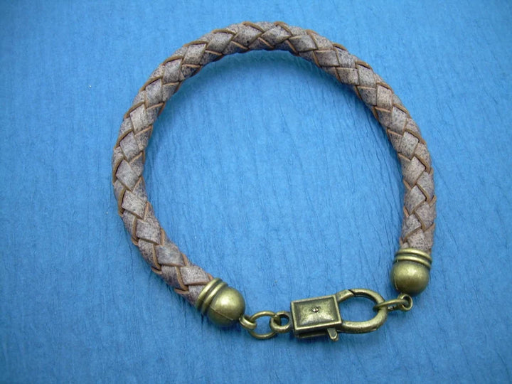 Braided Bolo Leather Bracelet with Antique Bronze Toned Toggle Clasp and Endcaps - Urban Survival Gear USA