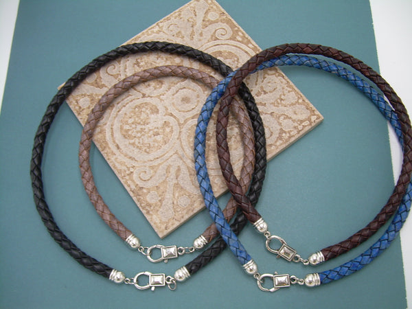 Thick 8 mm Braided Leather Necklace with Antique Silver Lobster Clasp and Cord Ends - Urban Survival Gear USA