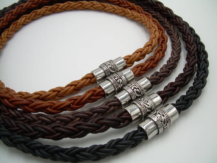 Leather Necklace Cord With Clasp, 16inch-24inch Braided Rope Neckla