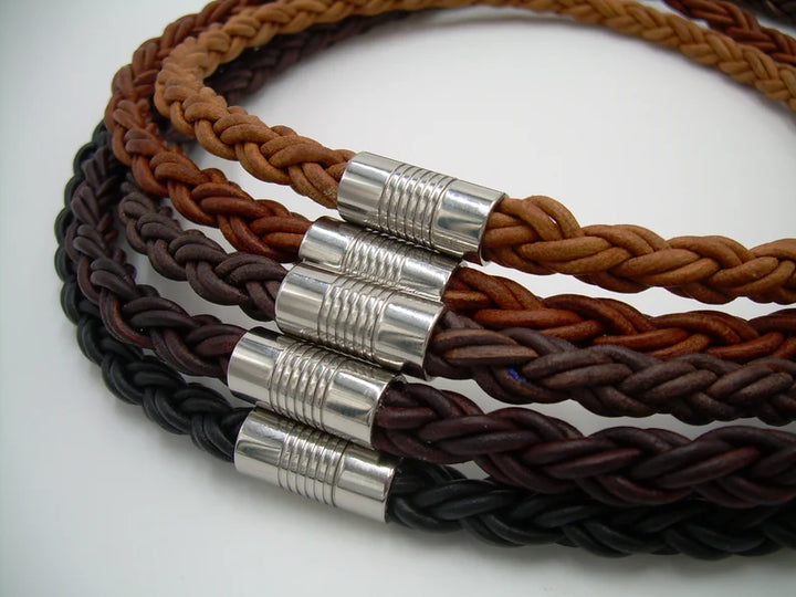Men's Round Braid Leather Necklace