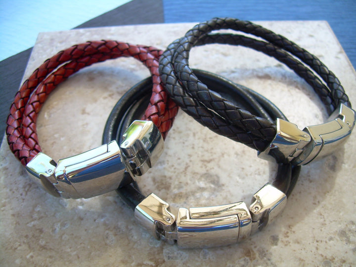 Mens Bracelet, Masculine Braided Leather Bracelet for Men,  Mens Jewelry, Leather Bracelet, Mens Gift, For Him, Leather Bracelet - Urban Survival Gear USA