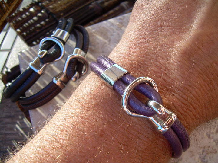 Nappa Leather Bracelet, Leather Bracelets for Men, Leather Bracelets for Women, Toggle Bracelet, Mens Bracelet, Womens Bracelet, Steel Clasp - Urban Survival Gear USA