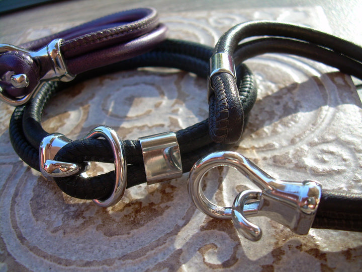 Leather Bracelets for Men, Leather Bracelets for Women, Toggle Bracelet, Nappa Leather Bracelet, Mens Bracelet, Womens Bracelet, Steel Clasp - Urban Survival Gear USA