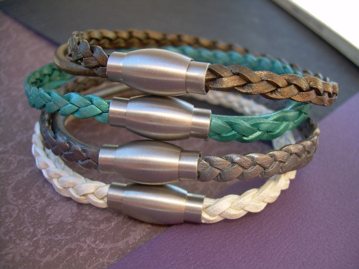 Metallic Color Leather Bracelets, Leather Bracelets for Women, Mens Leather Bracelets, Magnetic Clasp Bracelet, Mens, Womens Jewelry, - Urban Survival Gear USA