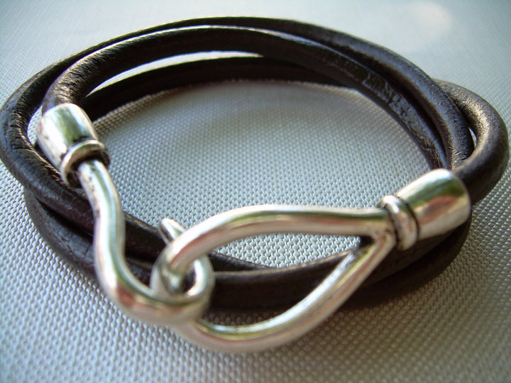 Unisex Mens Womens Leather Triple Wrap Bracelet, Leather Bracelet, Mens Bracelet, Womens Bracelet, Hook Clasp Bracelet, Mens Womens Jewelry - Urban Survival Gear USA
