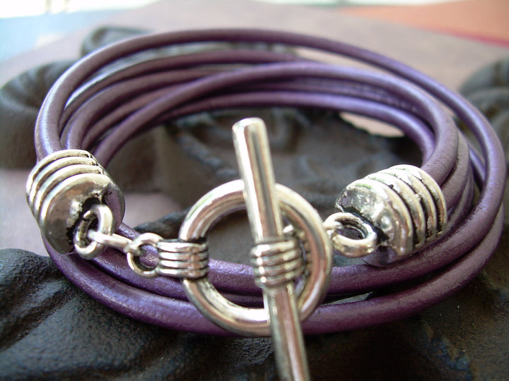 Leather Wrap Bracelet, Double Wrap Bracelet, Purple Leather Bracelet, Womens Bracelet, Womens Jewelry, Womens Gift, Bridesmaid Gift, - Urban Survival Gear USA