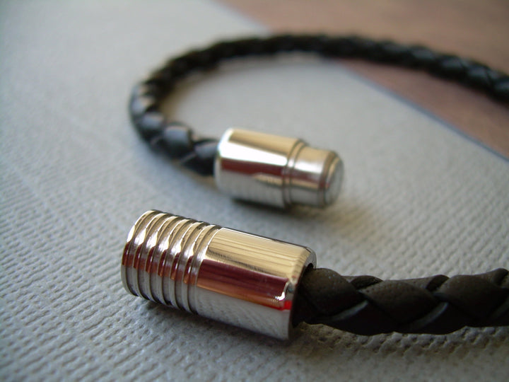 Simple Braided Leather Bracelet with Stainless Steel Magnetic Clasp - Urban Survival Gear USA