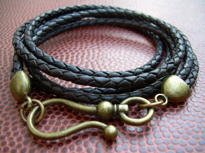 Brown Braided Leather Wrap Bracelet, Wrap Bracelet, Leather Bracelet, Bracelet, Jewelry, Gift,  Womens, Mens - Urban Survival Gear USA
