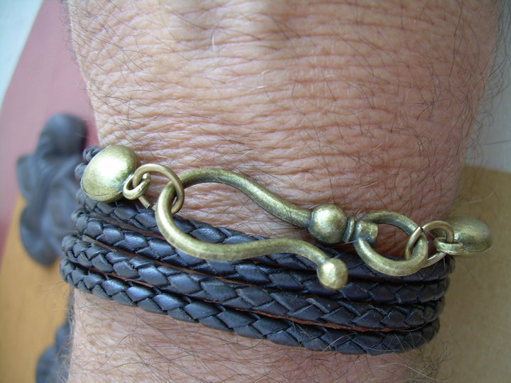 Brown Braided Leather Wrap Bracelet, Wrap Bracelet, Leather Bracelet, Bracelet, Jewelry, Gift,  Womens, Mens - Urban Survival Gear USA