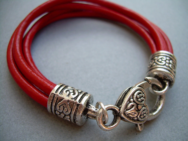Red Leather Bracelet, Valet Keychain, Leather Bracelet, Keychain Women's Jewelry, Women's Leather Bracelet, Women's Gift, Gift For Her - Urban Survival Gear USA