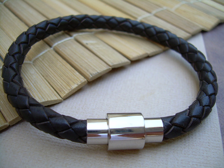 Mens Braided Leather Bracelet, Stainless Steel Magnetic Clasp, Mens Jewelry, Mens Bracelet, Mens Gift - Urban Survival Gear USA