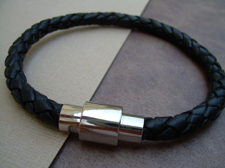 Mens Braided Leather Bracelet, Stainless Steel Magnetic Clasp, Mens Jewelry, Mens Bracelet, Mens Gift - Urban Survival Gear USA