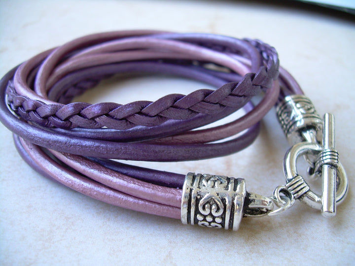 Leather Wrap Bracelet, Purple Bracelet, Leather Bracelet, Womens Bracelet, Womens Jewelry, Teacher Gift, Purple lovers gift, Womens gift - Urban Survival Gear USA