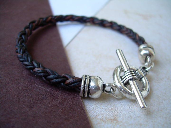 Mens Braided Leather Bracelet, Natural Antique Brown, Leather Bracelet, Mens Jewelry, Mens Bracelet, Fathers Day, Mens Gift, Groomsmen - Urban Survival Gear USA