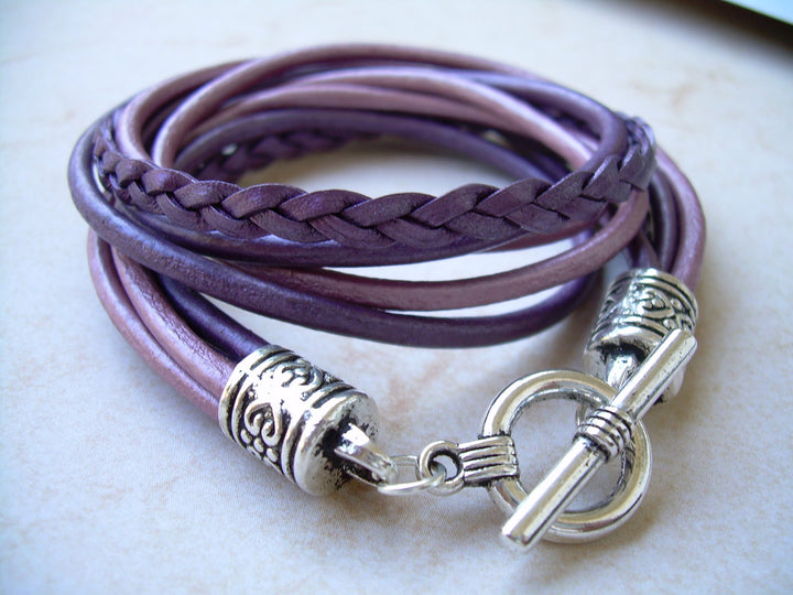Leather Wrap Bracelet, Purple Bracelet, Leather Bracelet, Womens Bracelet, Womens Jewelry, Teacher Gift, Purple lovers gift, Womens gift - Urban Survival Gear USA