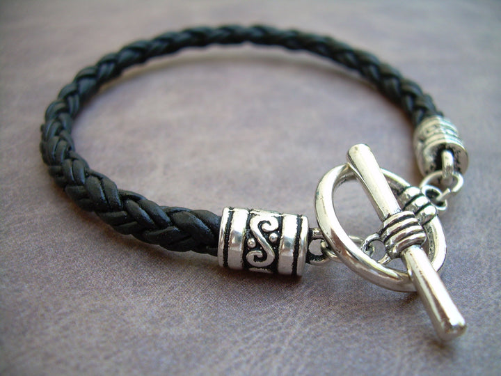 Braided leather bracelet, leather bracelet, mens bracelet, womens bracelet, black bracelet, leather jewelry, leather gift, mens jewelry, - Urban Survival Gear USA
