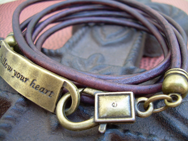 Follow your heart leather wrap bracelet, Wrap Bracelet, Leather Bracelet, Womens Bracelet, Mens Bracelet, Bracelet, Mens, Womens, Jewelry - Urban Survival Gear USA