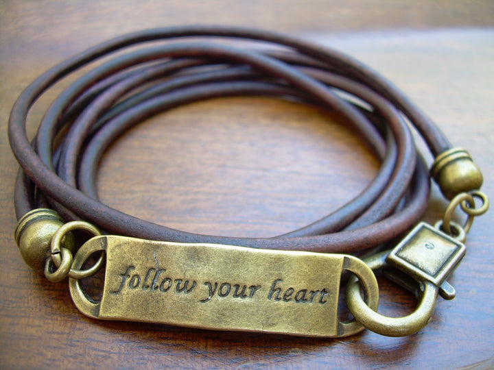 Follow your heart leather wrap bracelet, Wrap Bracelet, Leather Bracelet, Womens Bracelet, Mens Bracelet, Bracelet, Mens, Womens, Jewelry - Urban Survival Gear USA