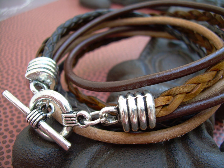 Leather Bracelet, Men's Bracelet, Men Leather Bracelet, Bracelets for Man, Men Bracelet, Braided Bracelet, Toggle Clasp Bracelet, Mens Gift, - Urban Survival Gear USA