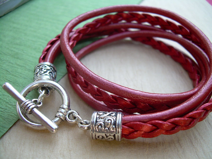 Red Leather Wrap Bracelet, Leather Bracelets for Women, Womens Bracelet,Leather Bracelet,  Wrap Bracelet, Red, Womens Jewelry, for Her, - Urban Survival Gear USA