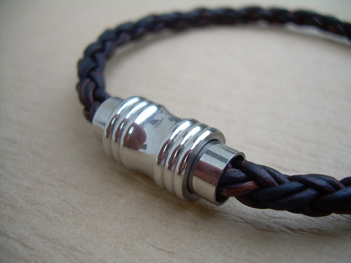 Men's Bracelets Leather,  Braided Mens Leather Bracelet with Stainless Steel Magnetic Clasp, Mens Jewelry, Mens Bracelet, Leather Bracelet, - Urban Survival Gear USA