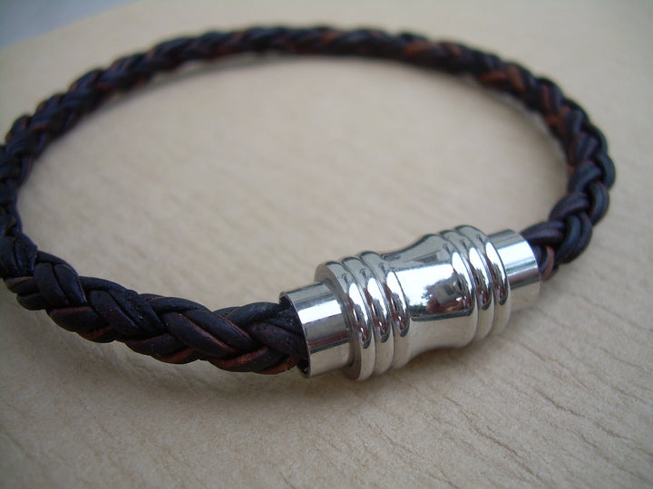 Men's Bracelets Leather,  Braided Mens Leather Bracelet with Stainless Steel Magnetic Clasp, Mens Jewelry, Mens Bracelet, Leather Bracelet, - Urban Survival Gear USA