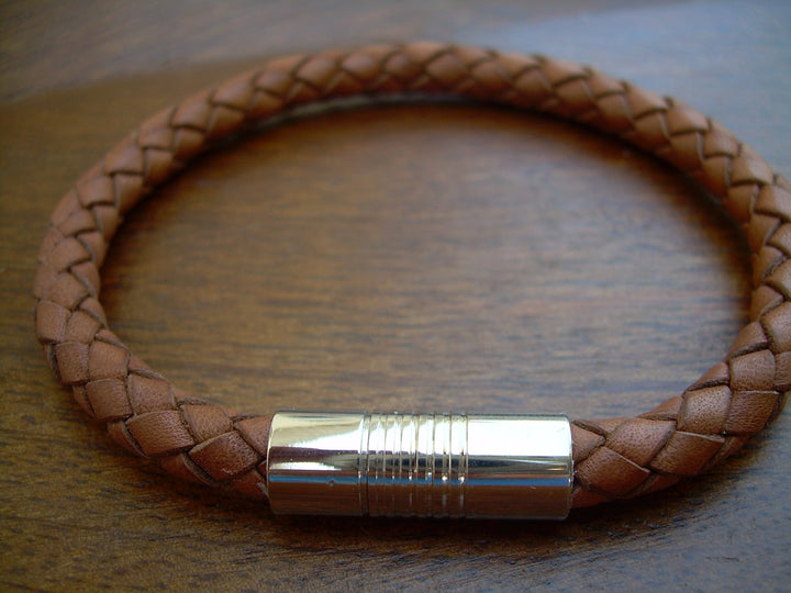 Mens Braided Leather Bracelet,Stainless Steel Magnetic Clasp, Mens Jewelry, Mens Bracelet, Bracelet, leather Bracelet, Groomsmen, For Him - Urban Survival Gear USA