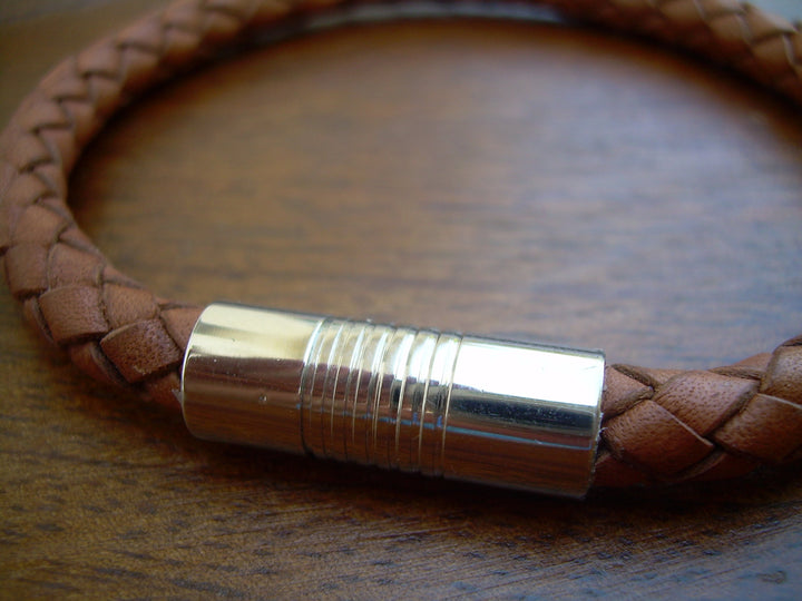 Mens Braided Leather Bracelet,Stainless Steel Magnetic Clasp, Mens Jewelry, Mens Bracelet, Bracelet, leather Bracelet, Groomsmen, For Him - Urban Survival Gear USA