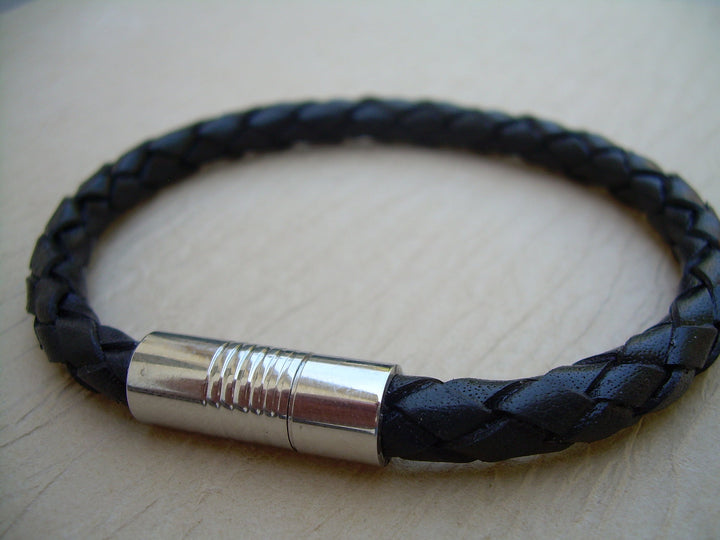 Men's Black Braided Leather Bracelet, Stainless Steel Magnetic Clasp, Men's Bracelet, Men's Jewelry, Leather Jewelry,Gift for him,Men's Gift - Urban Survival Gear USA