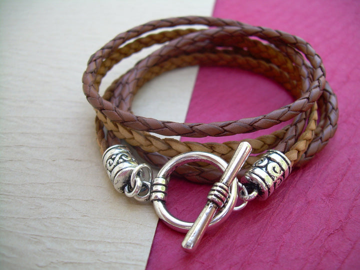 Rose Gold Leather Bracelet for woman Leather Wrap Bracelet with Toggle  Clasp and genuine leather