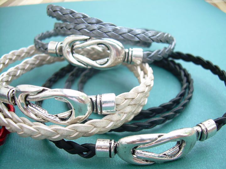 Womens Braided Leather Bracelet, Interlocking Magnetic Clasp, Leather Bracelet, Womens Jewelry, Womens Bracelet - Urban Survival Gear USA