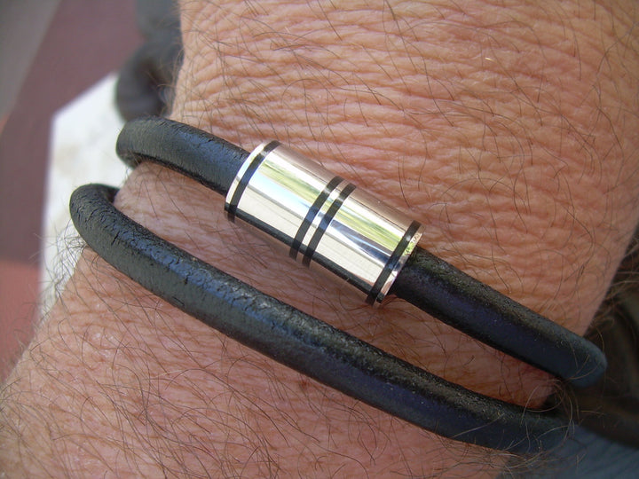 Mens Thick Leather Bracelet with Stainless Steel Magnetic Clasp, Wrap Bracelet, Leather Bracelet, Mens Bracelet, Mens Jewelry, Mens Gift, - Urban Survival Gear USA
