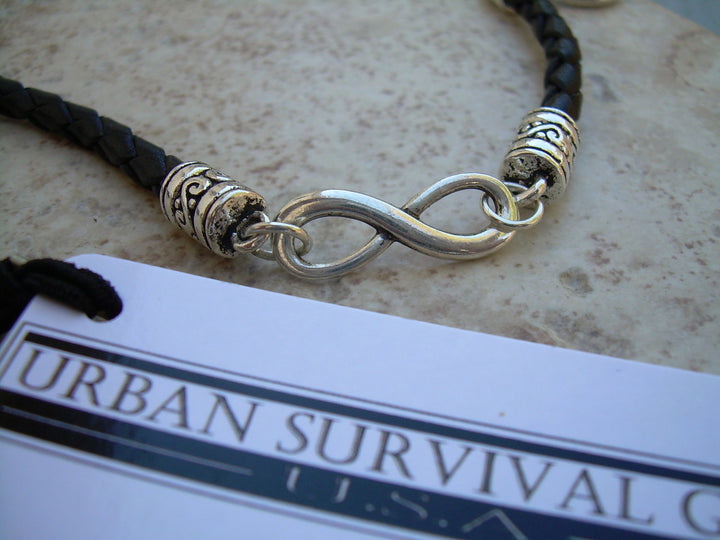 His and Hers Set of  Infinity Bracelets, Leather Bracelet, Mens Bracelet, Womens Bracelet, His and Her Jewelry, Couple Bracelets - Urban Survival Gear USA