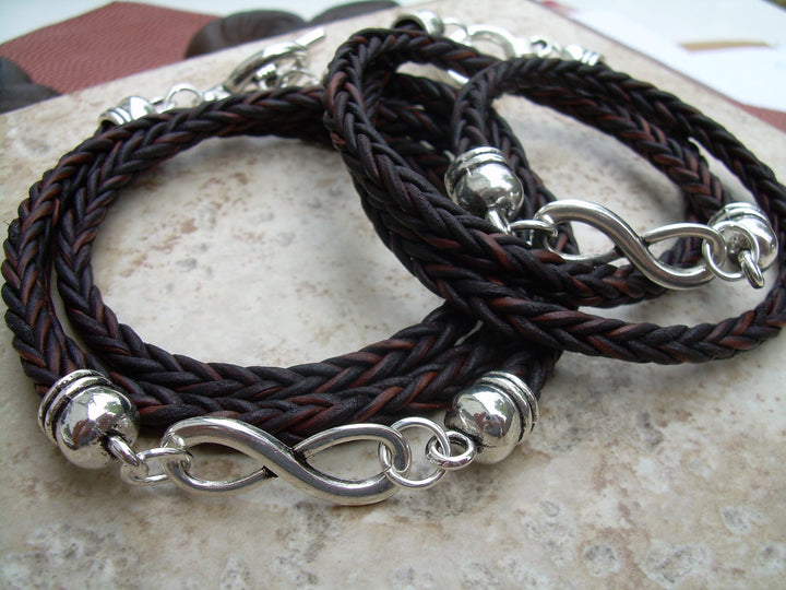 Couples Infinity Bracelets, His and Hers Set of  Infinity Bracelets, Leather Bracelet, Couples Bracelet, Mens, Womens, Couples Gift - Urban Survival Gear USA