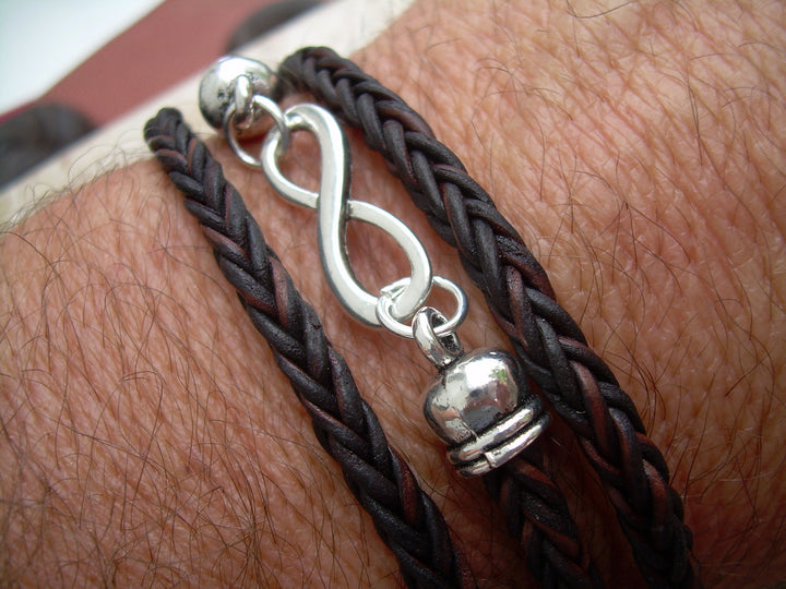 Infinity Bracelet, Leather Bracelet, Valentines Day, Braided Leather Bracelet, Mens Jewelry, Womens Jewelry, Mens Bracelet, Womens Bracelet - Urban Survival Gear USA