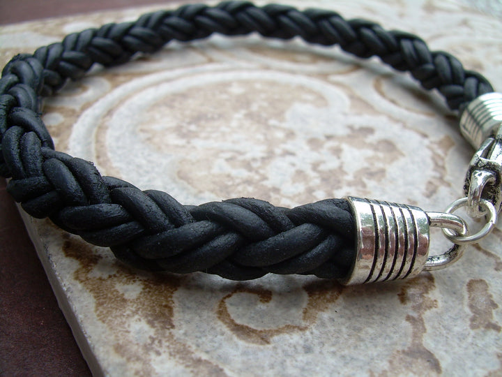 Braided Leather Bracelet with Nugget Lobster Clasp, Leather Bracelet, Mens Bracelet, Womens Bracelet,Mens Jewelry,Gift for Her, Gift for Him - Urban Survival Gear USA