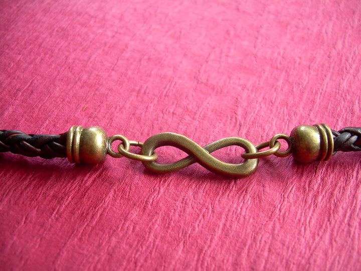Infinity Bracelet, Antique Brown Braided Leather Bracelet, Antique Bronze, Mens Bracelet, Mens Jewelry, Womens Bracelet, Womens Jewelry - Urban Survival Gear USA