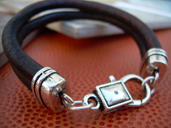 Mens Leather Bracelet , Antique Brown Leather Cord, Lobster Clasp Closure, Leather Bracelet, Mens Jewelry, Mens Bracelet - Urban Survival Gear USA