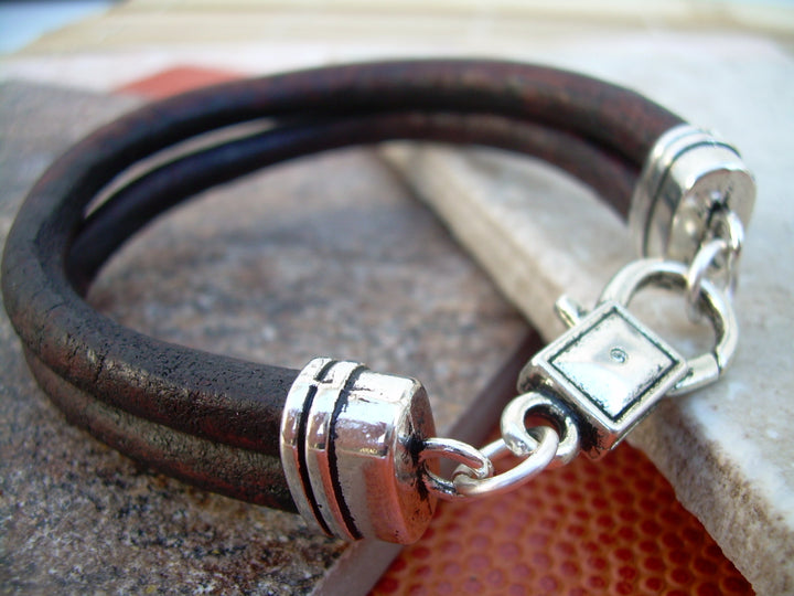Mens Leather Bracelet , Antique Brown Leather Cord, Lobster Clasp Closure, Leather Bracelet, Mens Jewelry, Mens Bracelet - Urban Survival Gear USA