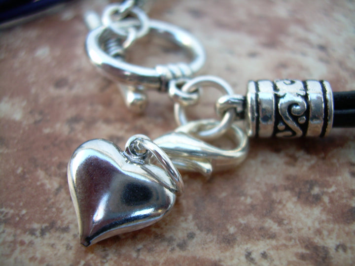 Heart Charm Leather Bracelet, Charm Bracelet, Heart, Womens Gift, Womens Bracelet, Womens Jewelry, Gift under 20, Teacher Gift - Urban Survival Gear USA