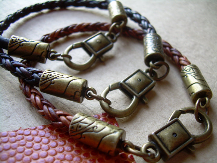 Leather Bracelet, Antique Bronze, Lobster  Clasp, Mens Bracelet, Mens Jewelry - Urban Survival Gear USA