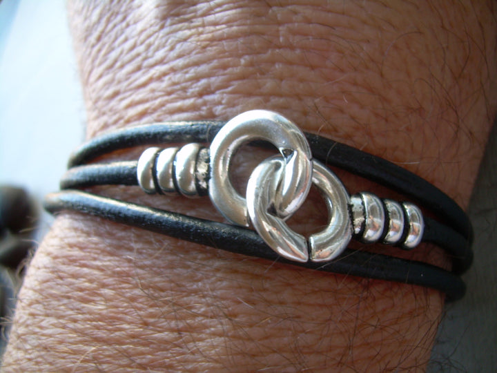 His and Hers Gift, Set of  Infinity Bracelets, Leather Bracelet, Triple Wrap,Mens Bracelet, Womens Bracelet, Mens Jewelry, Womens Jewelry - Urban Survival Gear USA