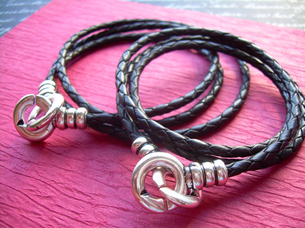 His and Hers Set of  Infinity Bracelets, Leather Bracelet, Triple Wrap, Interlocking Clasp, Mens Bracelet, Womens Bracelet - Urban Survival Gear USA
