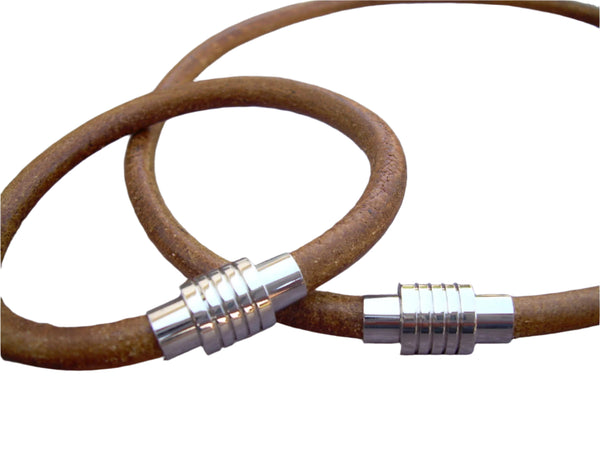 Leather Bracelet, Leather Necklace, Two Piece Set, Stainless Steel Magnetic Clasps, Mens Bracelet, Mens Necklace, Mens Jewelry - Urban Survival Gear USA