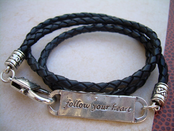 Follow Your Heart Triple Wrap Leather Bracelet - Urban Survival Gear USA