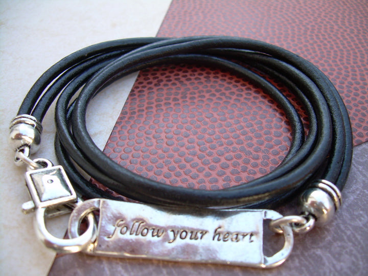 Follow Your Heart Triple Wrap Leather Bracelet, Womens Leather Bracelet, Mens Leather Bracelet, Mens Jewelry, Womens Jewelry,Leather Jewelry - Urban Survival Gear USA