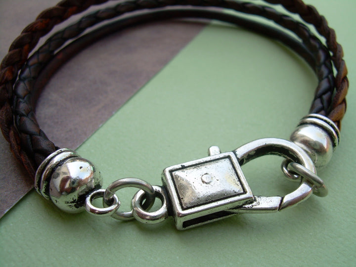 Leather Bracelet,  Unisex, Mens, Womens, Antique Brown and Antique Silver, Mens Bracelet, Womens Bracelet, Mens Jewelry - Urban Survival Gear USA